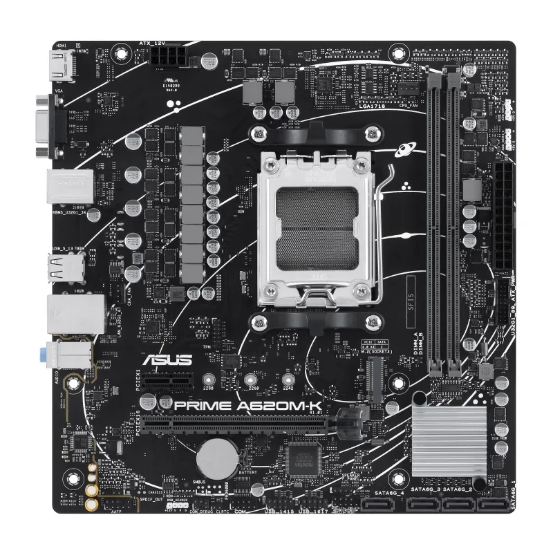 Материнська плата ASUS A620M-K AM5 micro-ATX 2xDDR5 HDMI D-Sub 226x221 мм