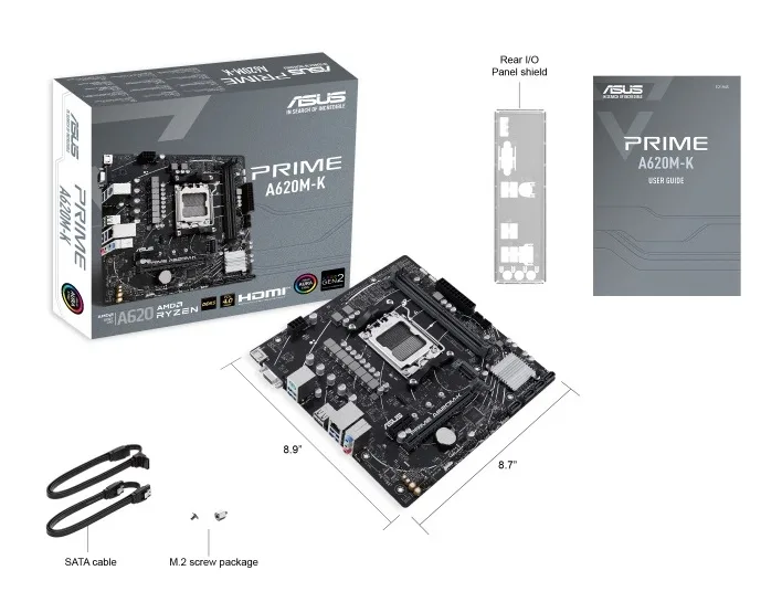 Материнська плата ASUS A620M-K AM5 micro-ATX 2xDDR5 HDMI D-Sub 226x221 мм