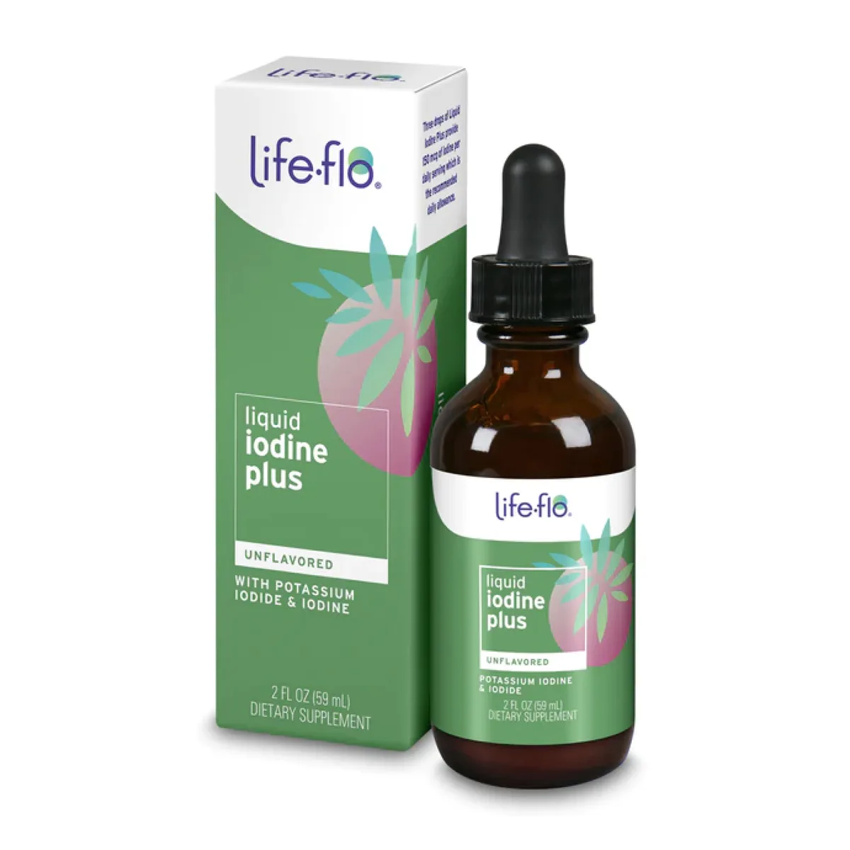Жидкий йод Life-flo 2fl oz без ароматизаторів для щитовидної залози та метаболізму.