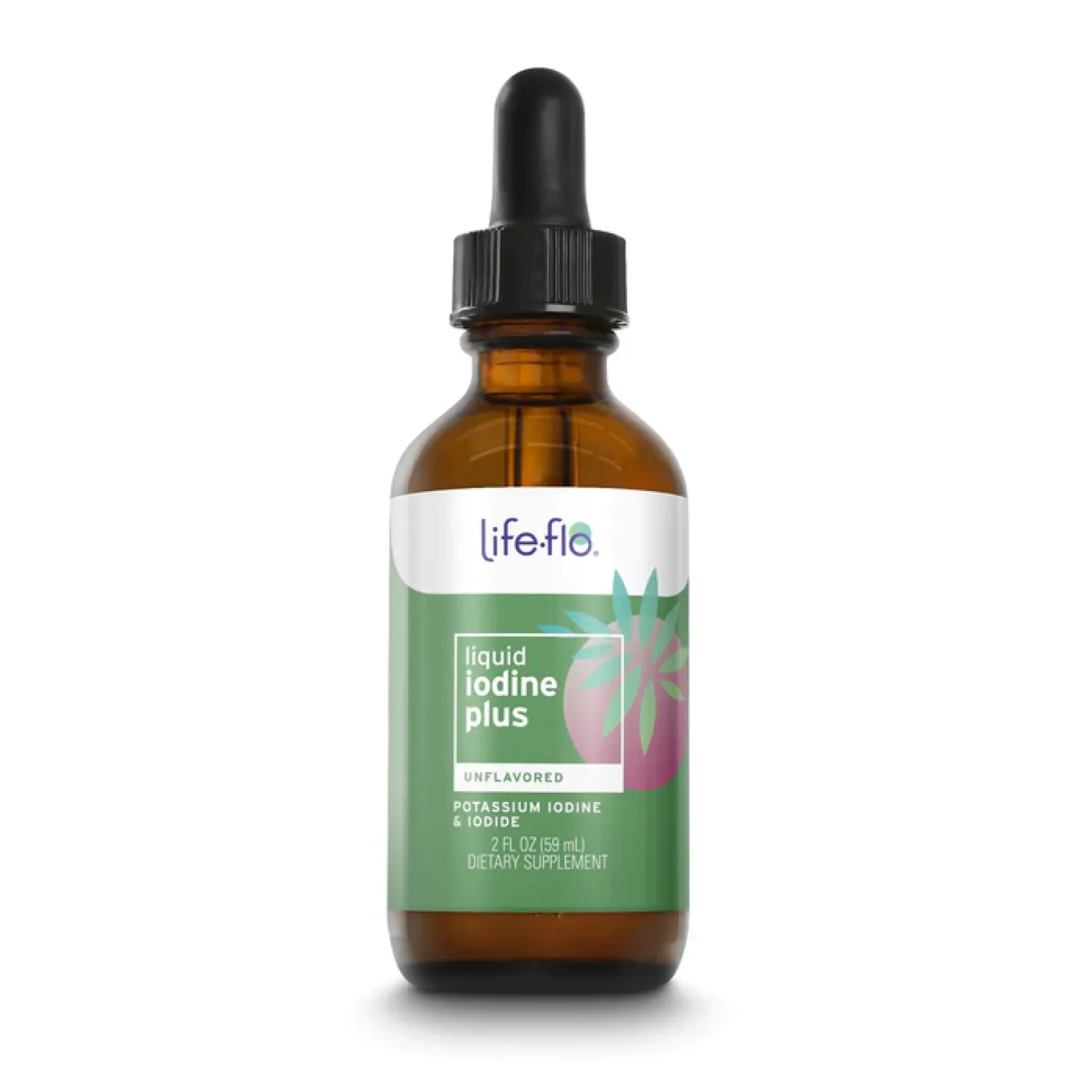 Жидкий йод Life-flo 2fl oz без ароматизаторів для щитовидної залози та метаболізму.