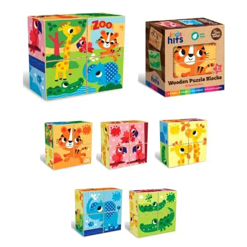 Дерев'яні кубики-пазли Colourful Zoo Kids 4 шт. для дітей від 1 року