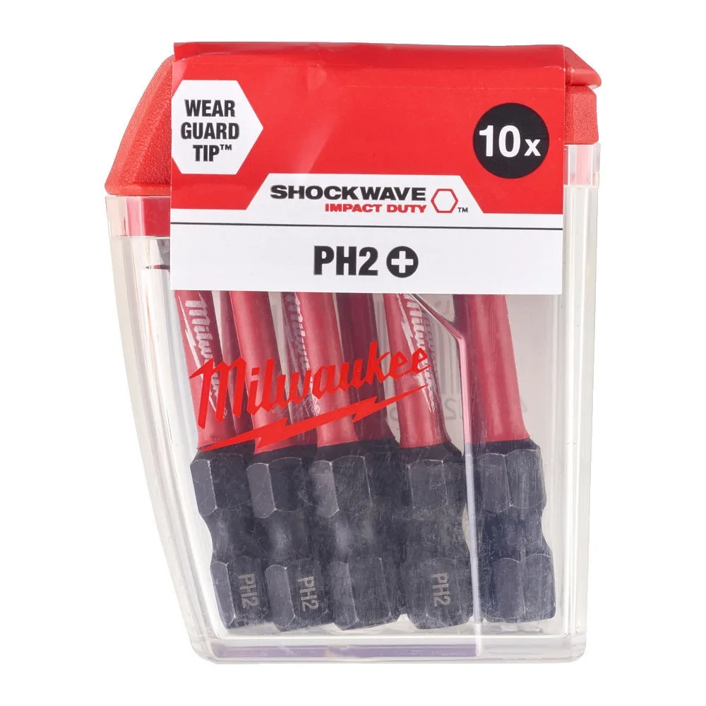 Биты Milwaukee Shockwave PH2, 50 мм, набор из 10 штук