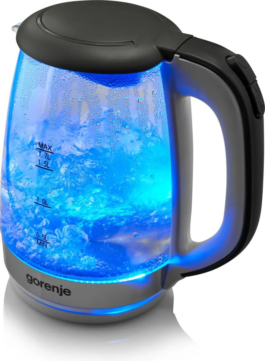 Электрический чайник Gorenje 17 л, 2200 Вт, контроль Strix, стеклянный, белый