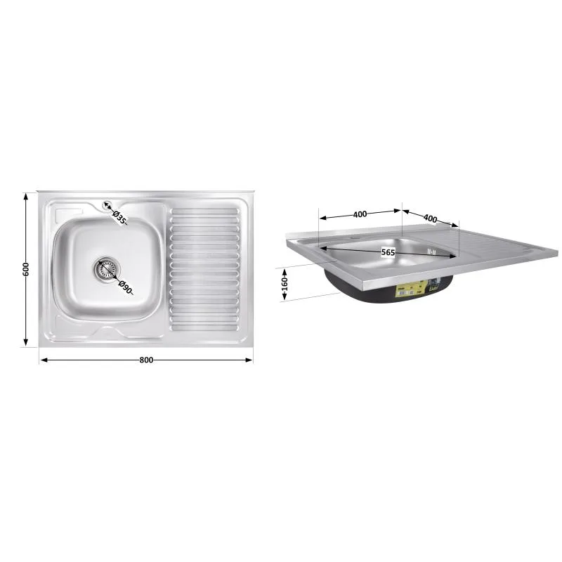 Кухонная мойка 6080-L 800x620x490 мм нержавеющая сталь Satin