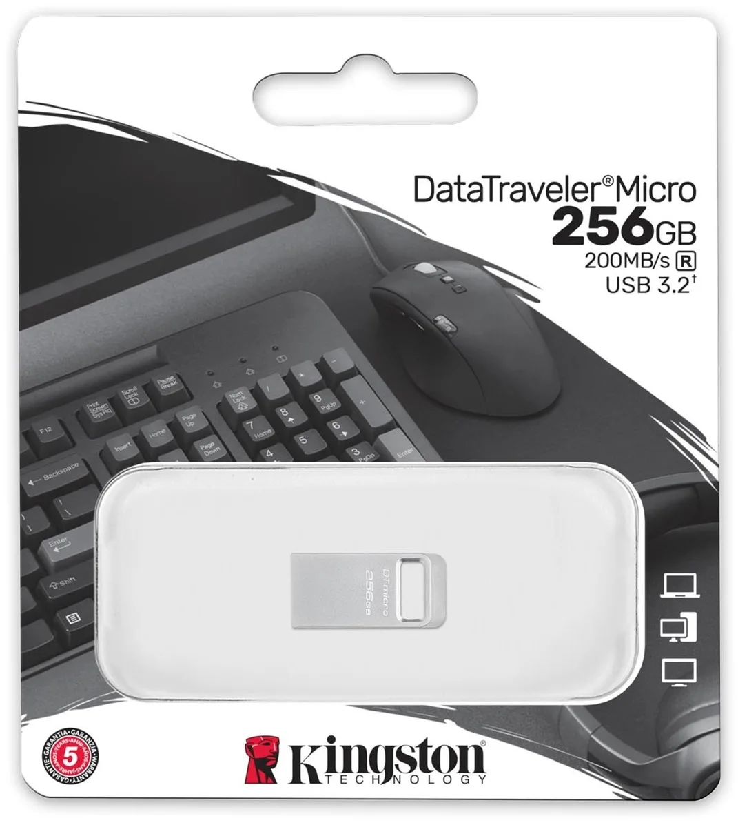 Накопичувач Kingston  256GB USB 3.2 Type-A Gen1 DT Micro R200MB/s Metal