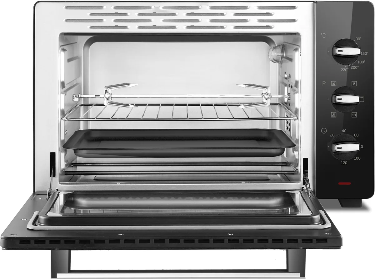 Електрична конвекційна піч Beko, 45 л, 2000 Вт, механічне управління, чорного кольору.