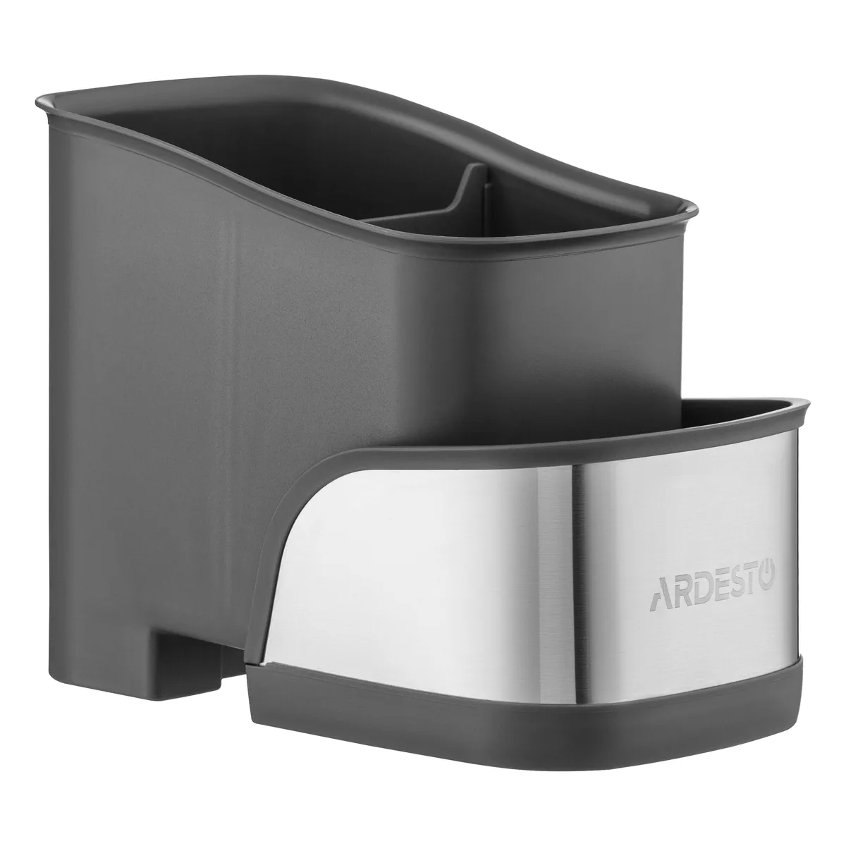 Органайзер для щіток ARDESTO Minimalism, 15х10х13.5см, пластиковий, з нержавіючої сталі, сірого кольору.