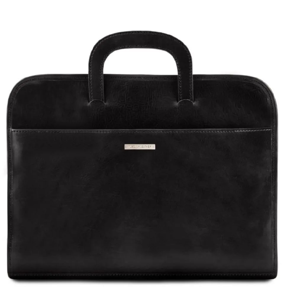 Чоловіча шкіряна папка Tuscany Leather чорна портфель для документів та ділових паперів сумка для роботи