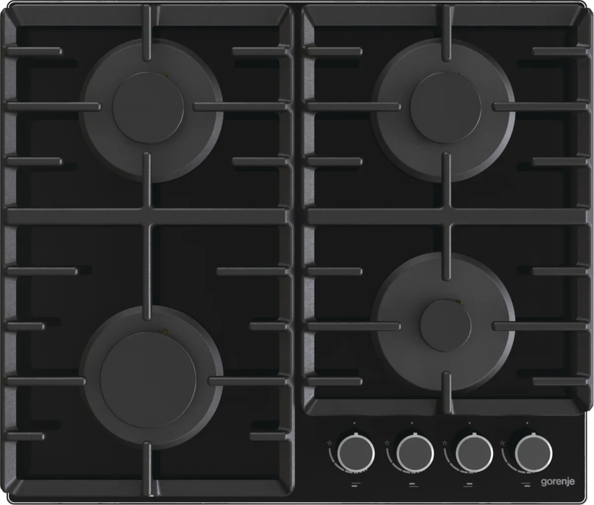 Газовая варочная поверхность Gorenje Закаленное стекло 60х52 см Черная 4 конфорки
