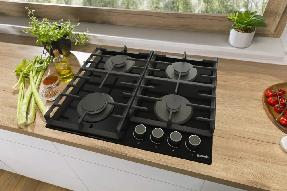 Газовая варочная поверхность Gorenje Закаленное стекло 60х52 см Черная 4 конфорки