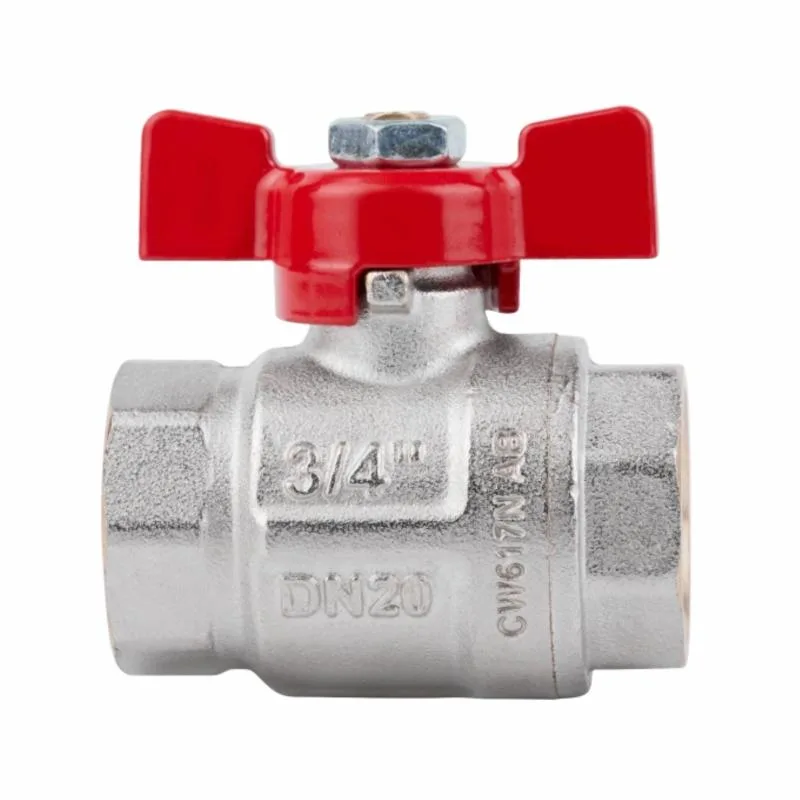 Кран кульовий 3/4" латунний червоний метелик CW617N 58х54х64 мм