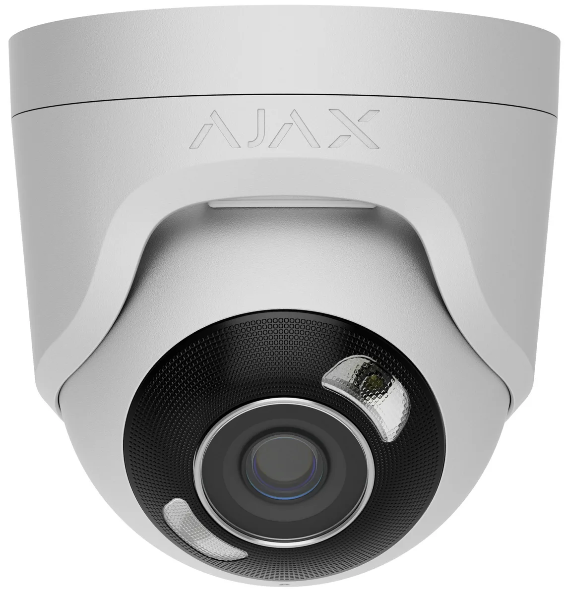 IP-Камера дротова Ajax TurretCam HL white, 5мп, 4мм, гібридне підсвічування IR 50м, білий Led 50м, Poe, True WDR, IP 65, ІЧ 50м, аудіо, 75° до 85°, купольна, біла