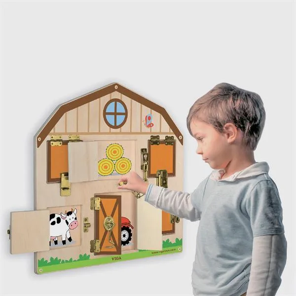 Бізіборд Viga Toys дерев'яний 46х5х46 см бежевий коричневий