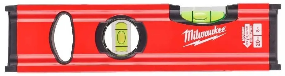 Рівень Milwaukee Slim 20 см, 2 капсули, алюмінієвий корпус.