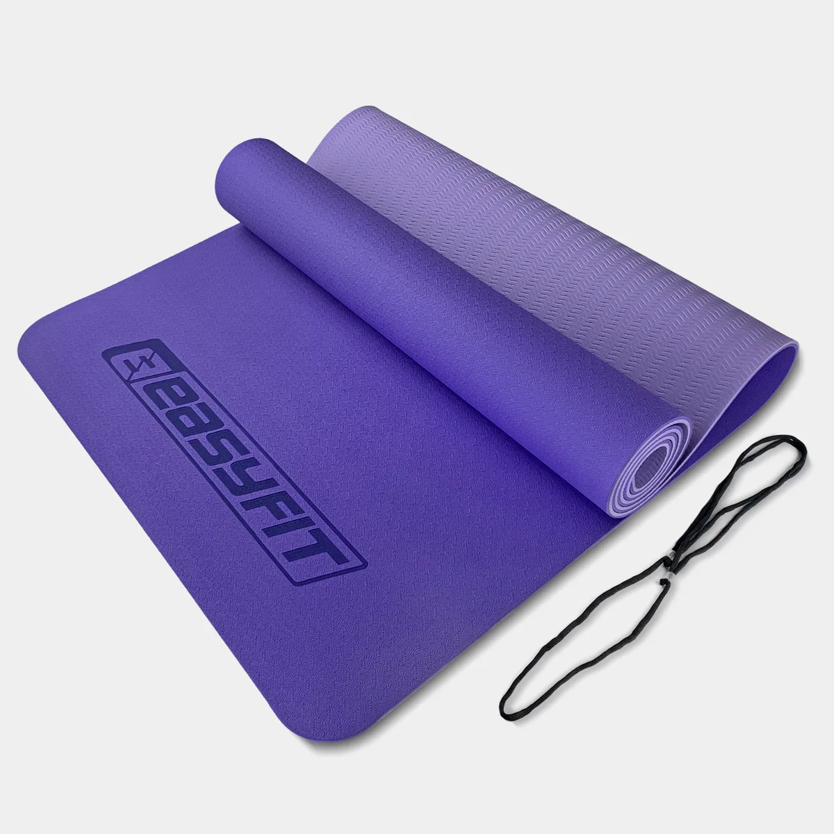 Килимок для йоги EasyFit TPE 183х61 см 6 мм ліловий-світло ліловий