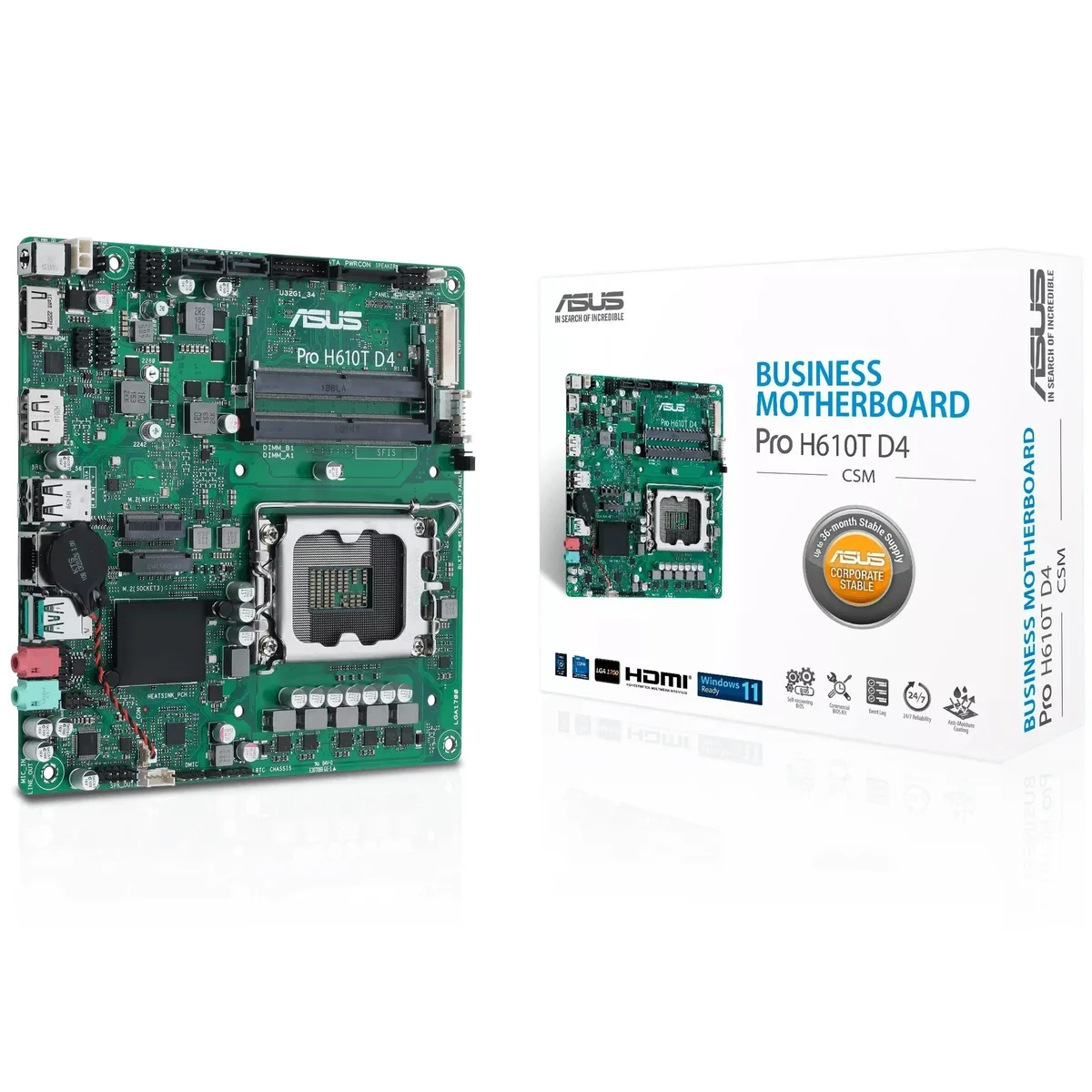 Материнська плата ASUS H610 mITX LGA1700 2xDDR4 HDMI DP LVDS