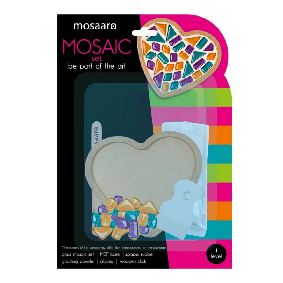 Дитячий набір для творчості Mosaaro МДФ 30х30 см Скляна мозаїка Серце