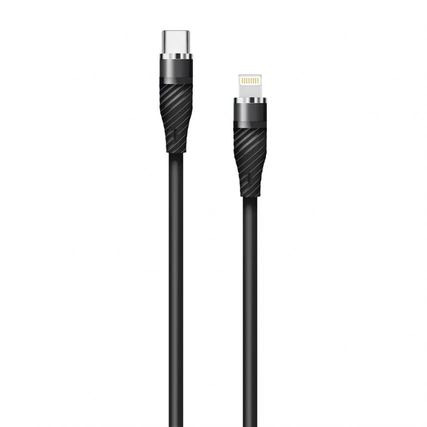 Кабель USB WALKER TPE 1м Type-C to Lightning 20W чорний