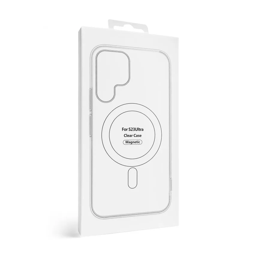 Чохол MagSafe для Samsung S23 Ultra прозорий з індикатором встановлення пластик силікон