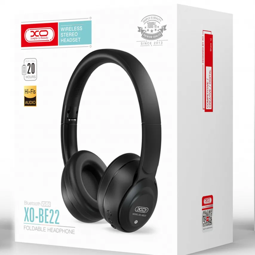 Наушники Bluetooth XO из кожзаменителя 166х183х70 мм черные