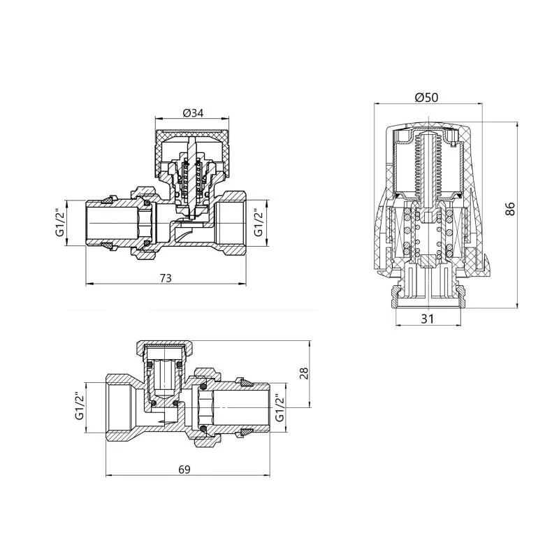Термостатичний набір 1/2" Thermo Alliance TAS353W15 латунь 185х125х85 мм нікель