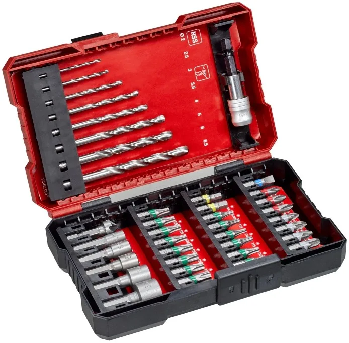 Комплект свердел і біт по металу HSS Einhell L-Box, 39 одиниць, 0.43 кг