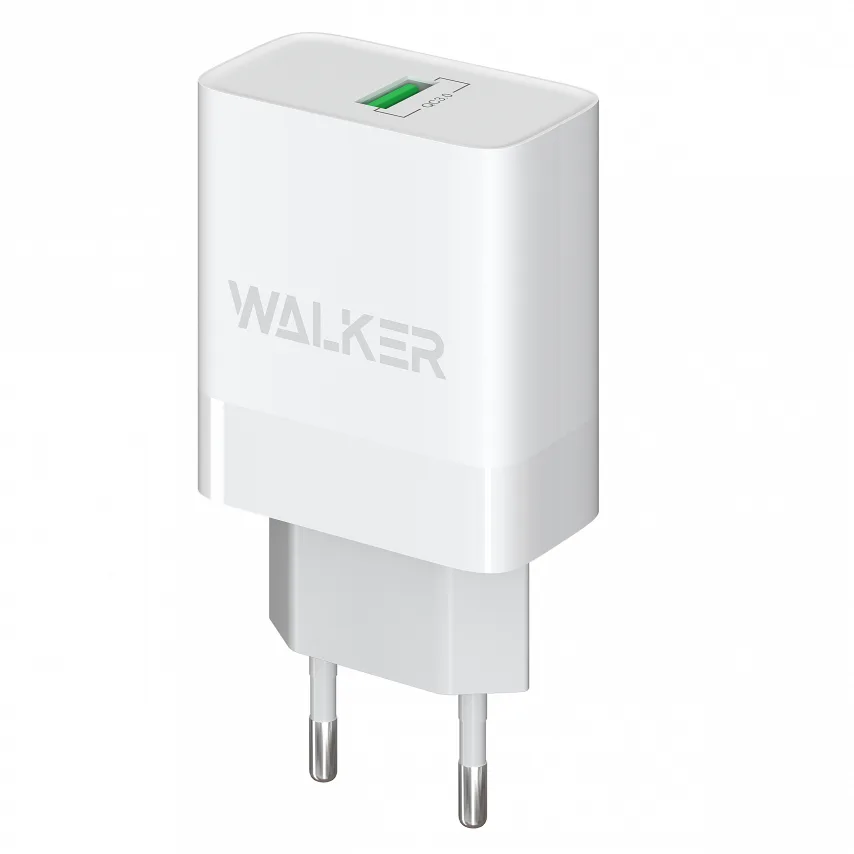 Мережевий зарядний пристрій WALKER ABS 66х44х25 мм Білий 1USB QC3.0 18W