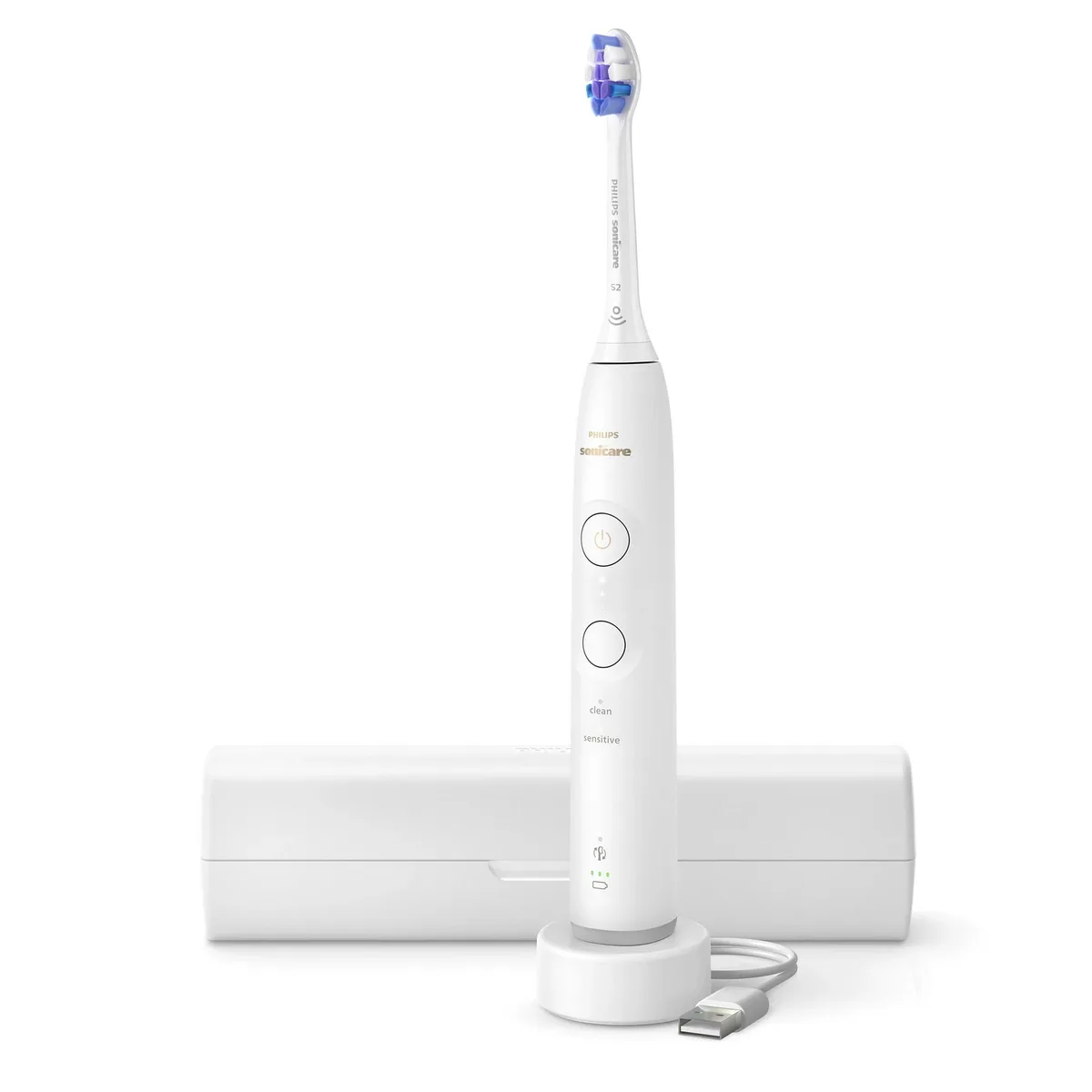 Електрична зубна щітка Philips Sonicare 6100 Series, 62 тис. коливань/хв, 1 насадка, футляр, білий.