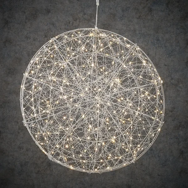 Декоративна куля Luca Lighting метал 60 см срібло 320 LED теплий білий