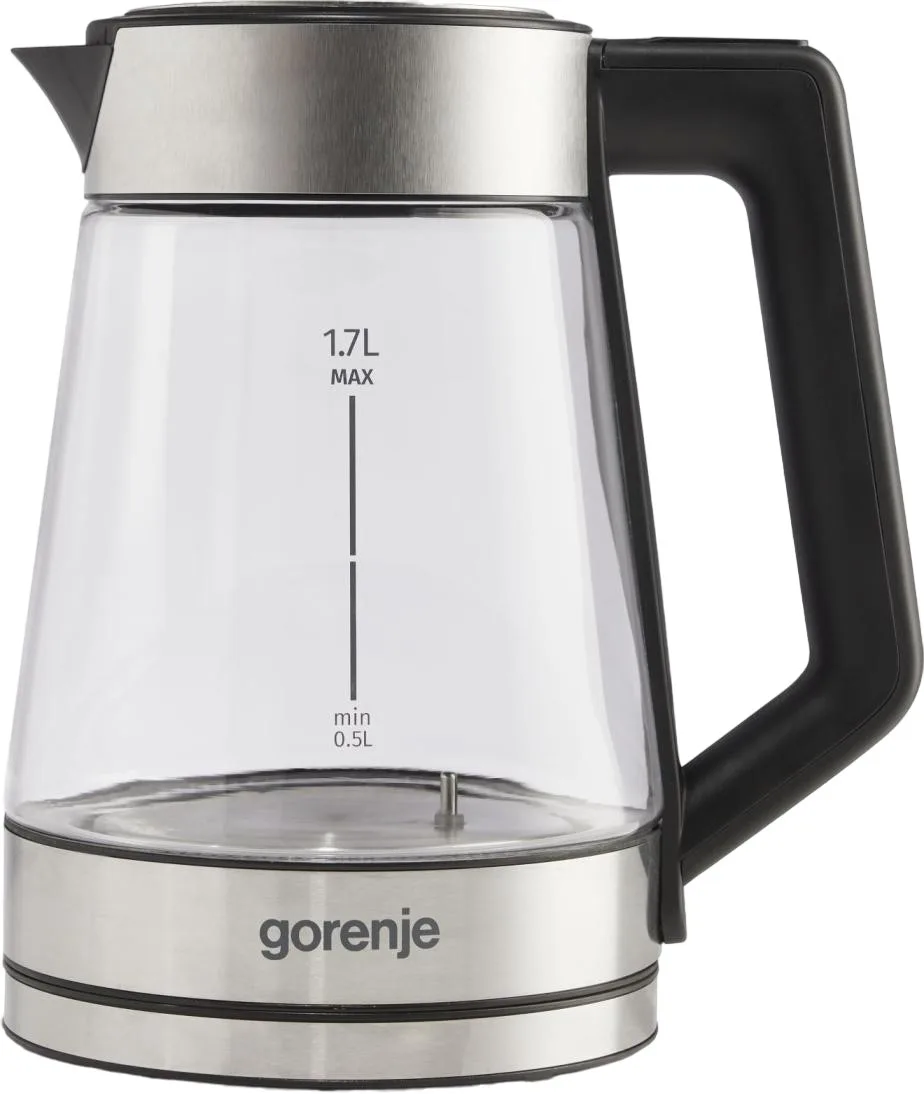 Электрический чайник Gorenje 17 л, 2200 Вт, из стекла и нержавеющей стали