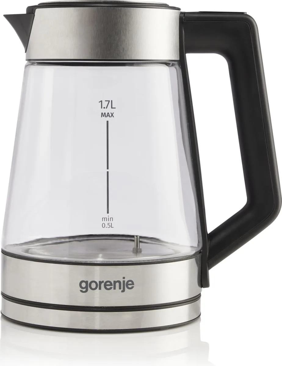 Электрический чайник Gorenje 17 л, 2200 Вт, из стекла и нержавеющей стали
