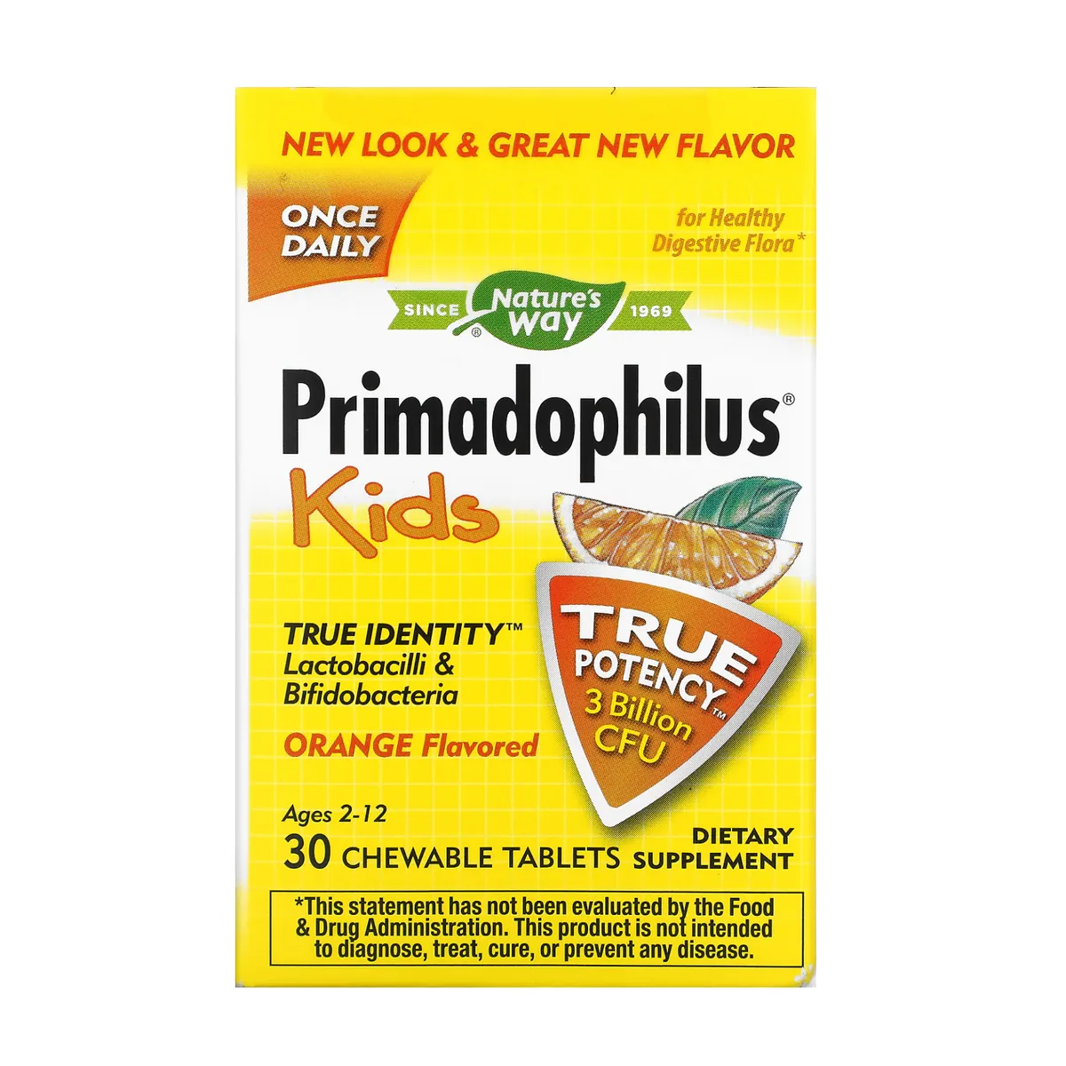 Пробіотики Nature's Way Kids Primadophilus 30 таблеток Апельсин 3 мільярди КОЕ
