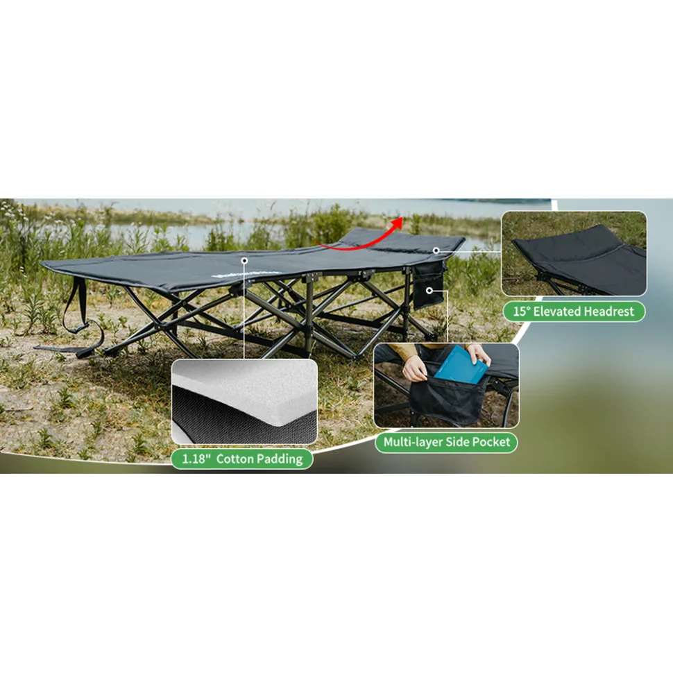 Складане ліжко Naturehike Поліестер Oxford 190х70х36-48 см Чорне