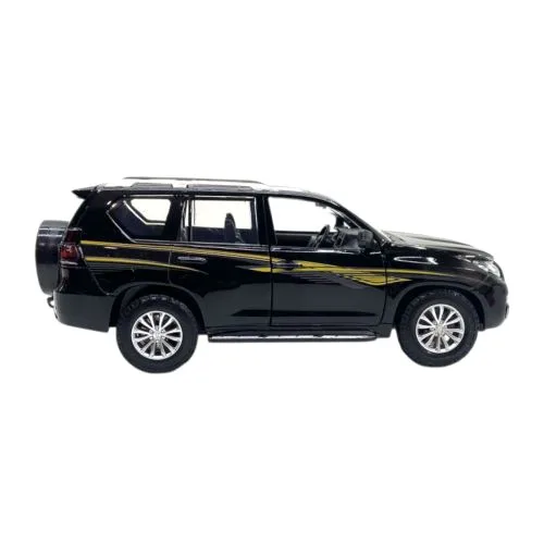 Металева інерційна машинка Автопром Toyota Land Cruiser Prado чорна 1:24 з відкриваючимися дверима та звуковими ефектами