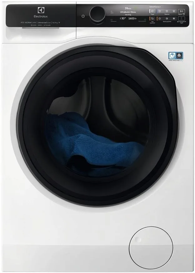 Фронтальна прально-сушильна машина Electrolux, 11(7)кг, 1600 об/хв, клас енергоспоживання D, 64 см, з дисплеєм, функцією пара, інв