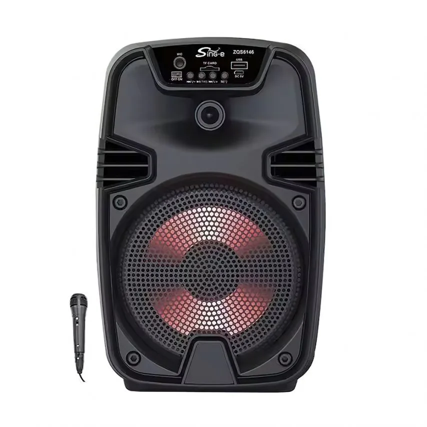 Портативна колонка Bluetooth 12W 186х162х281 мм чорна з підсвічуванням та мікрофоном