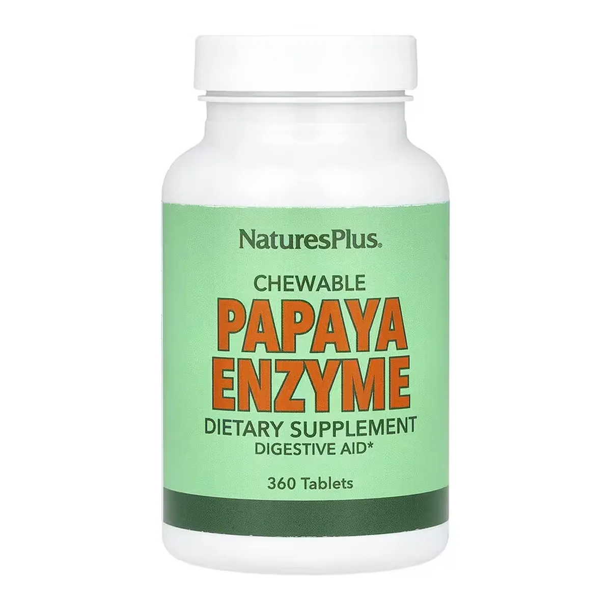 Ферменти папаї Nature's Plus веганські 360 жувальних таблеток без глютену.
