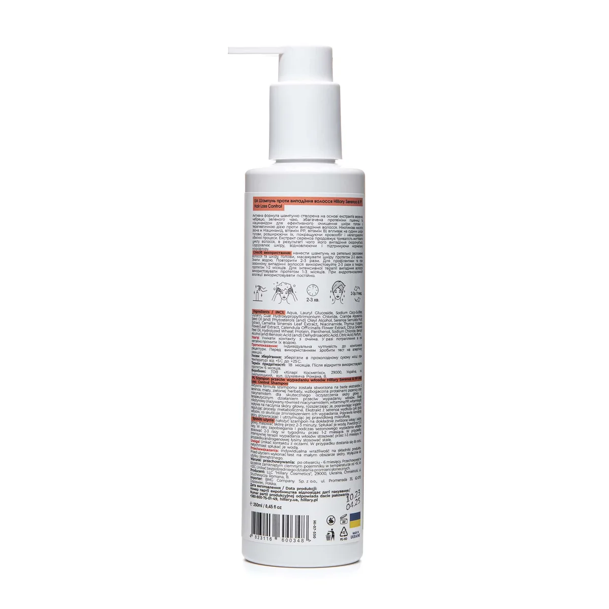 Шампунь проти випадіння волосся Hillary Serenoa & РР Hair Loss Control Shampoo, 250 мл