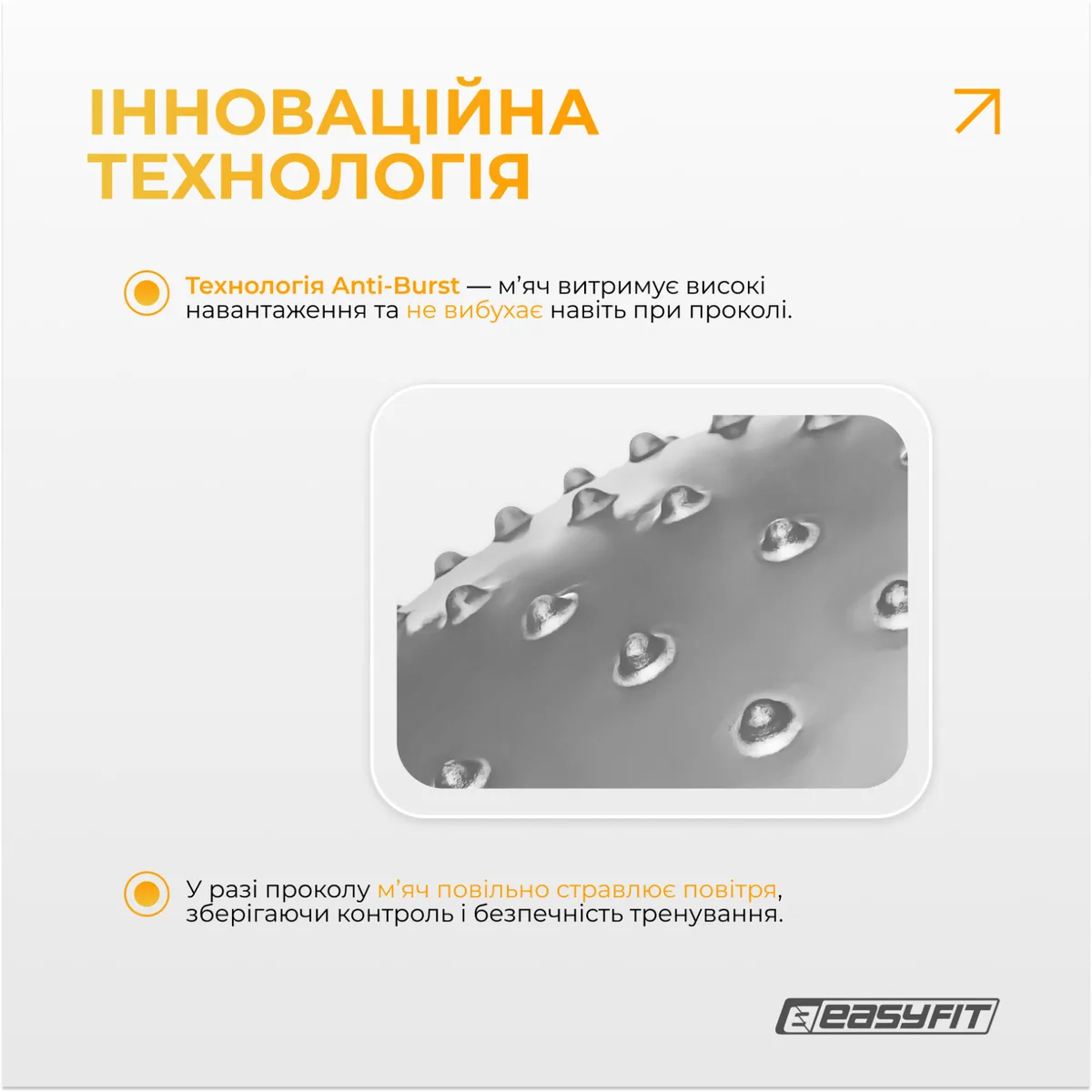 Фітбол EasyFit ПВХ 75 см Сірий Полумасажний