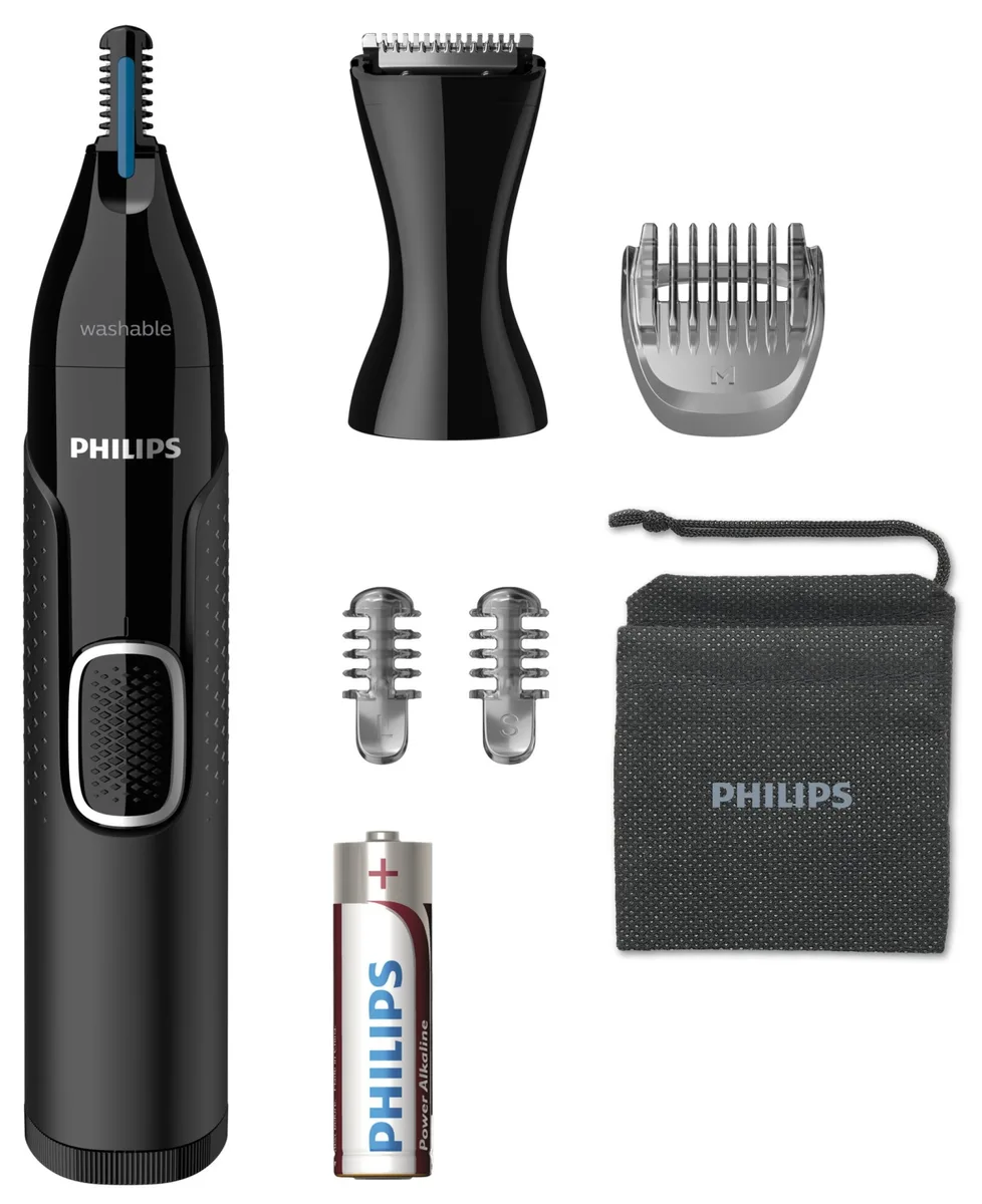 Тример для носа та вух Philips Нержавіюча сталь 3 насадки Чорний