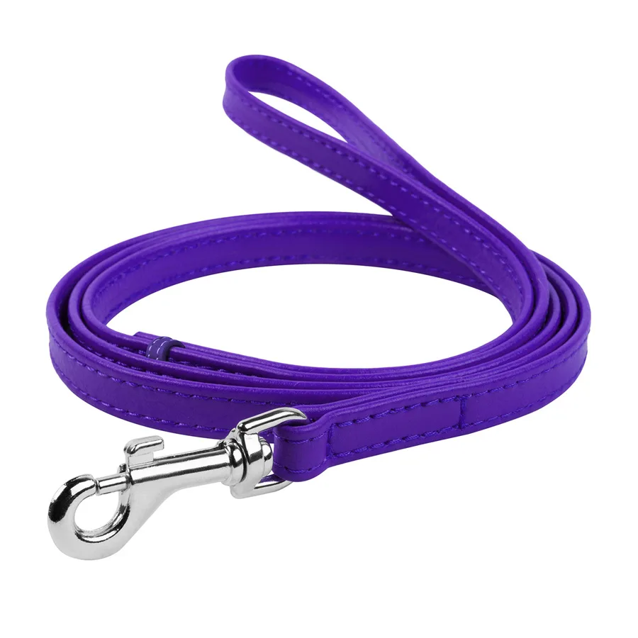 Поводок WAUDOG Glamour кожаный 12х122 см фиолетовый XS-S
