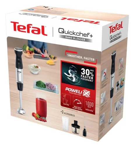 Занурювальний блендер Tefal 1000 Вт метал сріблястий чорний 20 швидкостей
