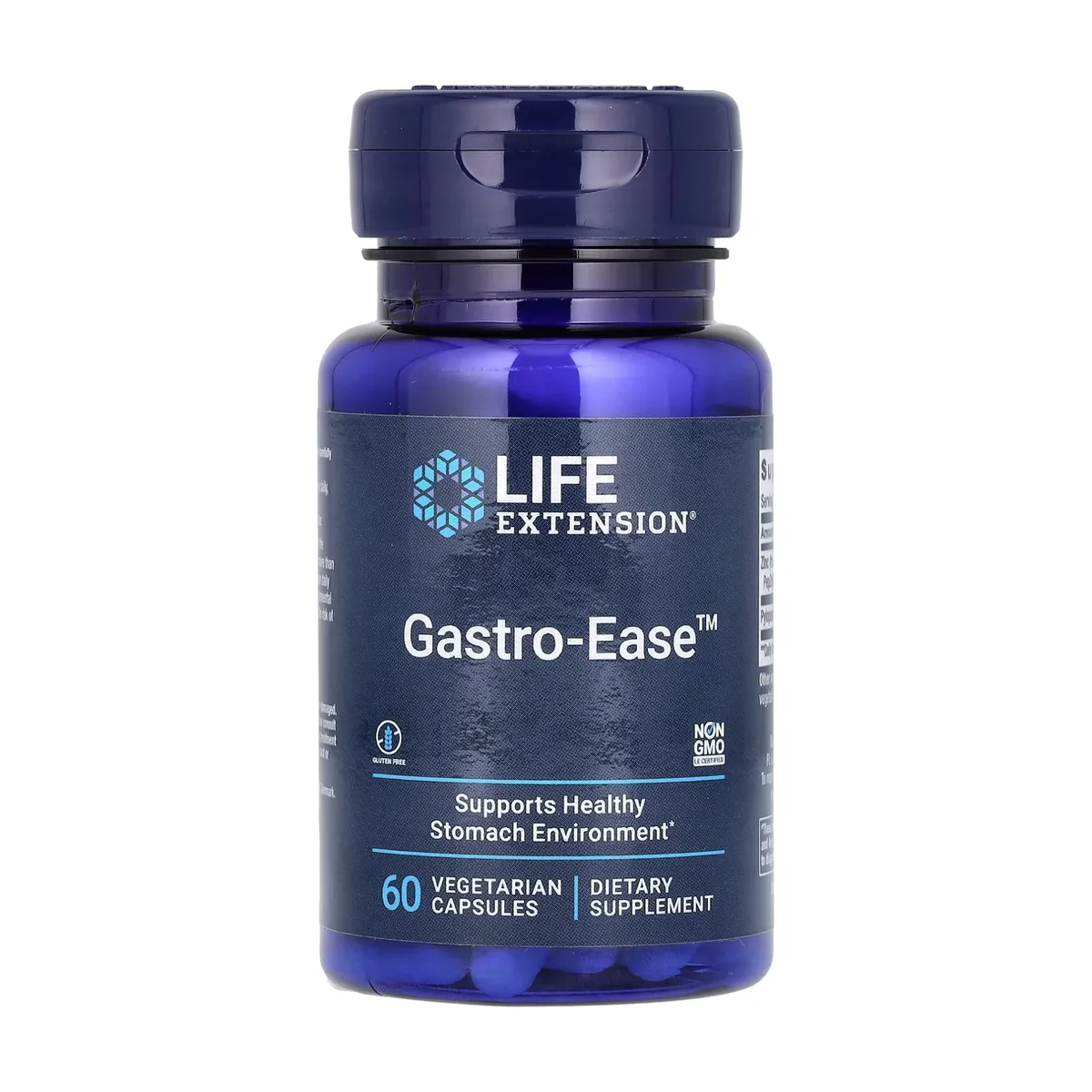 Gastro-Ease Life Extension капсули 60 вегетаріанських без ГМО для здоров'я шлунка