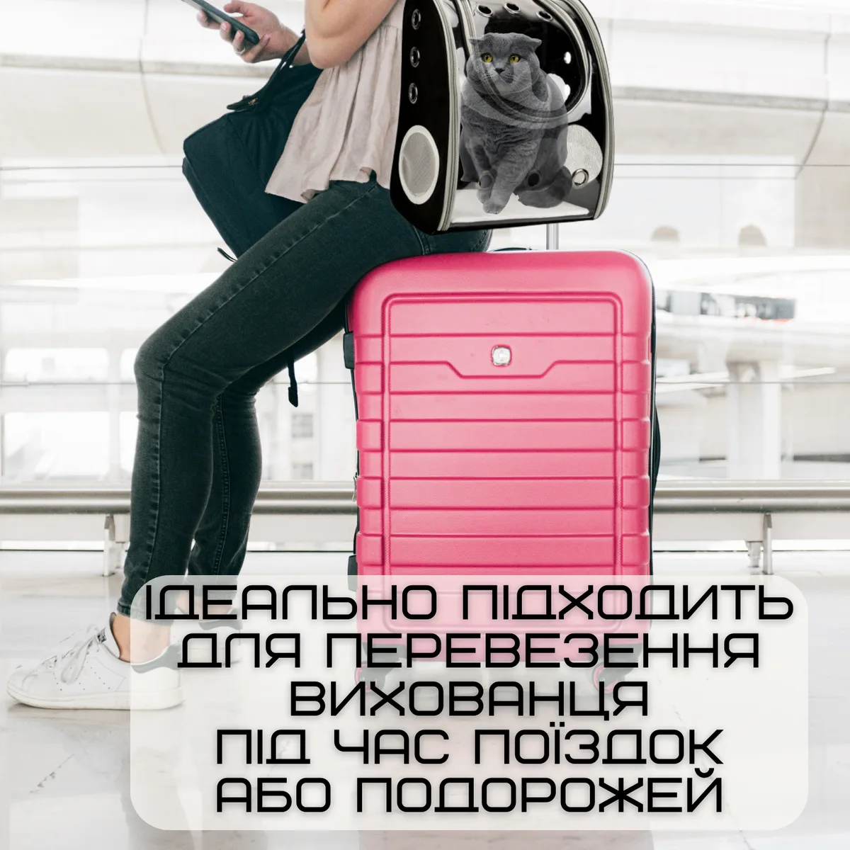 Повітропроникна сумка-перенесення для котів і собак 39х33х21 см OXFORD чорна