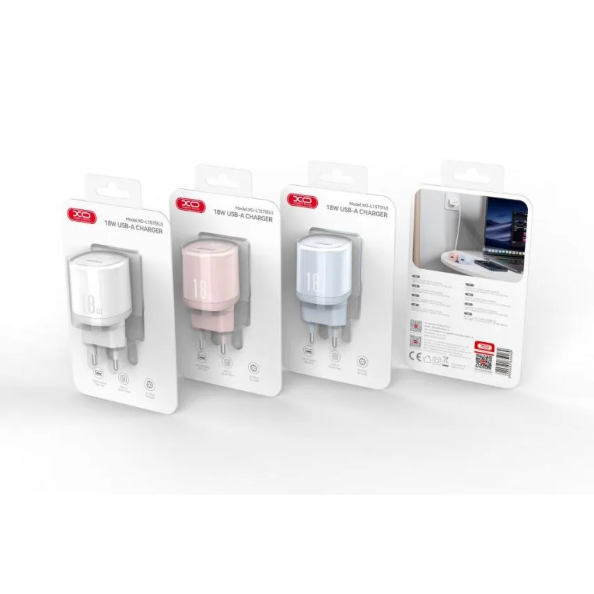Мережевий зарядний пристрій XO 1USB 18W Quick Charge 3.0 Білий