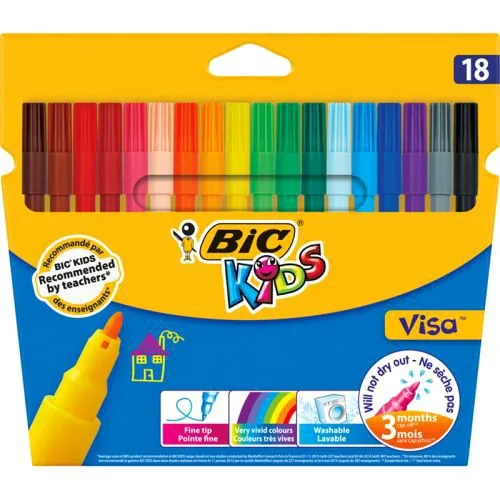 Фломастери BIC Visa 18 кольорів для малювання та творчості.