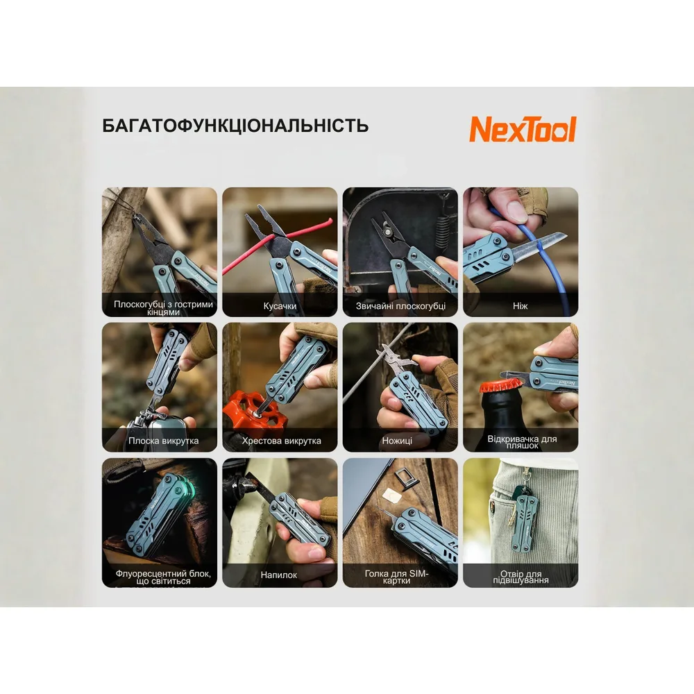 Мультитул NexTool нержавіюча сталь 103х25х15 мм чорний