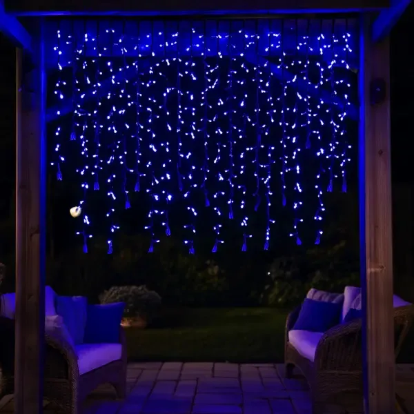 Вулична гірлянда Бахрома 20 м LED 335 шт чорний провід синій