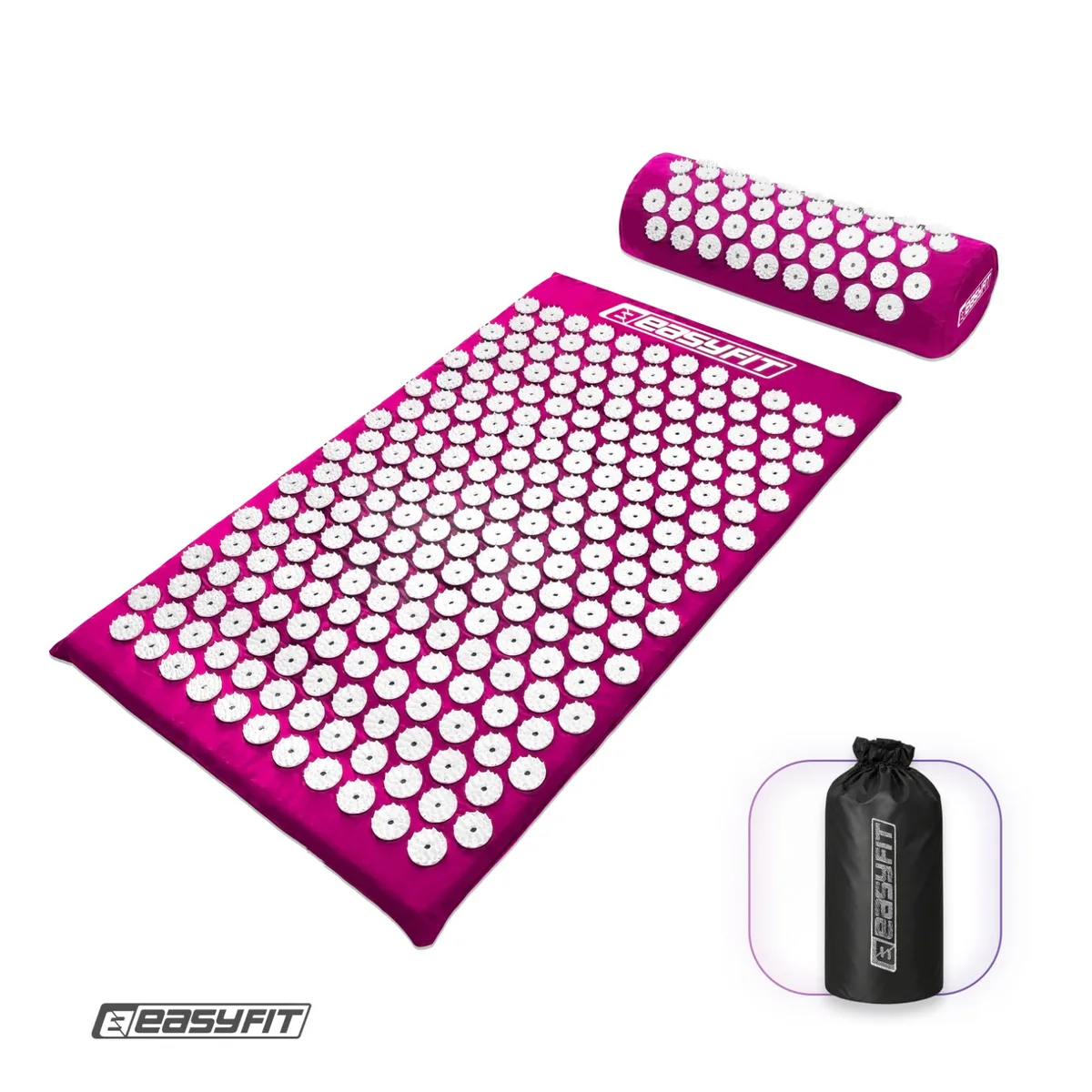 Масажний килимок EasyFit бавовняний 40х62 см фіолетовий з подушкою