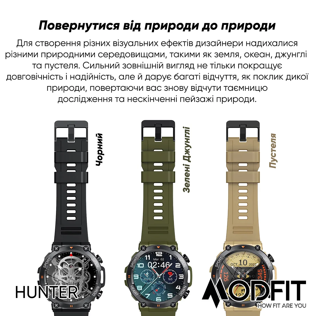 Розумні годинники Modfit Полімер Сталь 36 мм Чорні